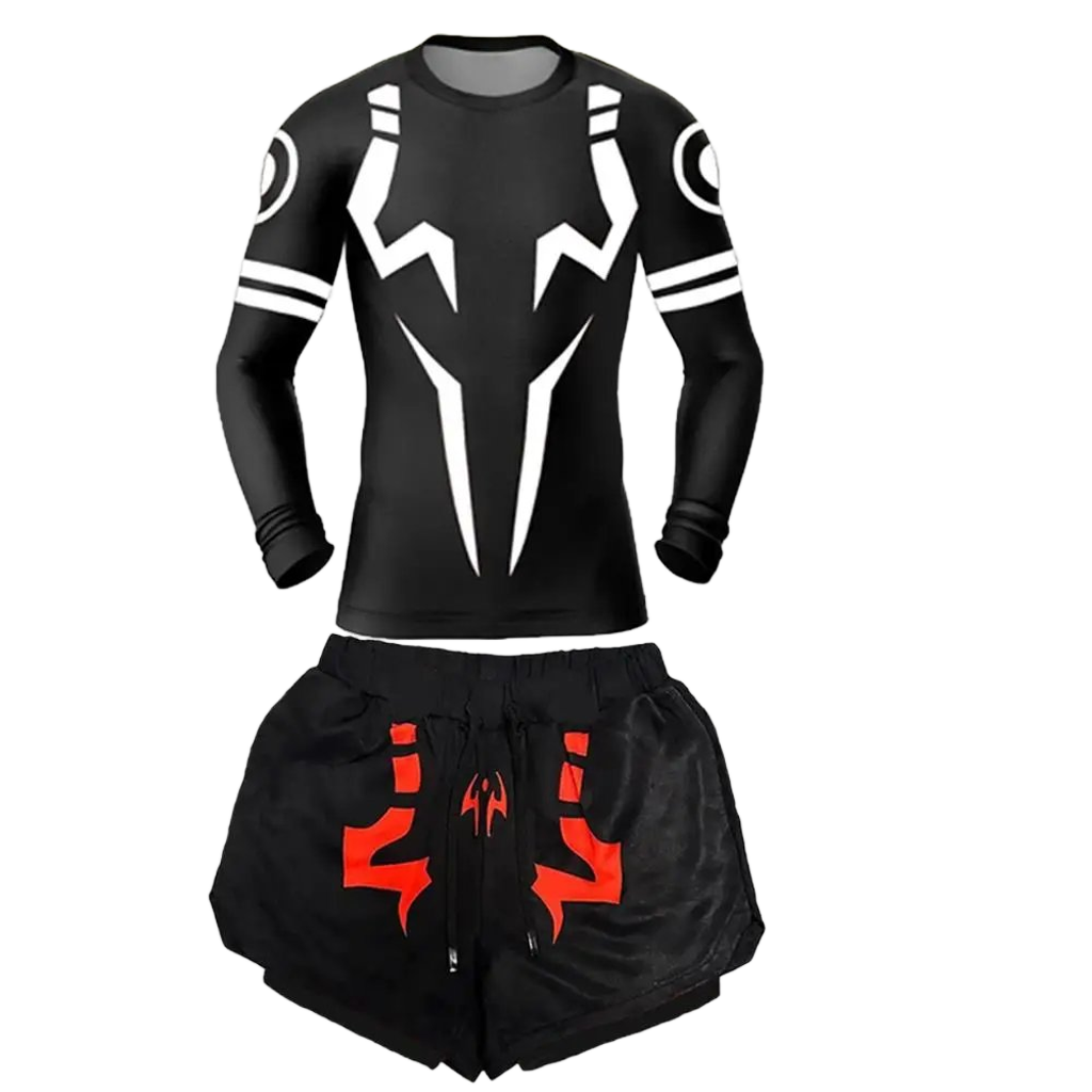 Men's 2-in-1 Compression Shirt & Double-Deck Shorts Set