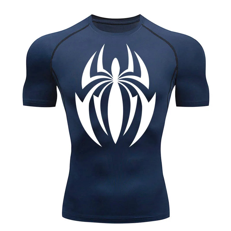 high-stretch skull compression long sleeve gym shirt, designed for muscle support, breathability, and quick-dry comfort during workouts.