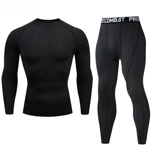 Men's 2-Piece Compression Set - T-Shirt & Leggings, Long/Short Sleeve