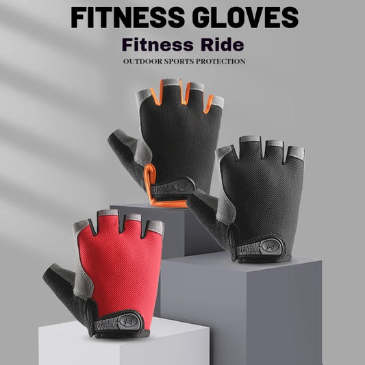 Gym fingerless gloves with wrist support and padding for weightlifting