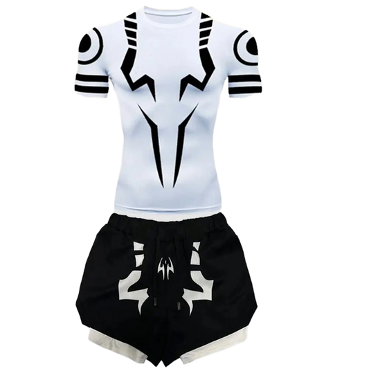 Men's 2-in-1 Compression Shirt & Double-Deck Shorts Set
