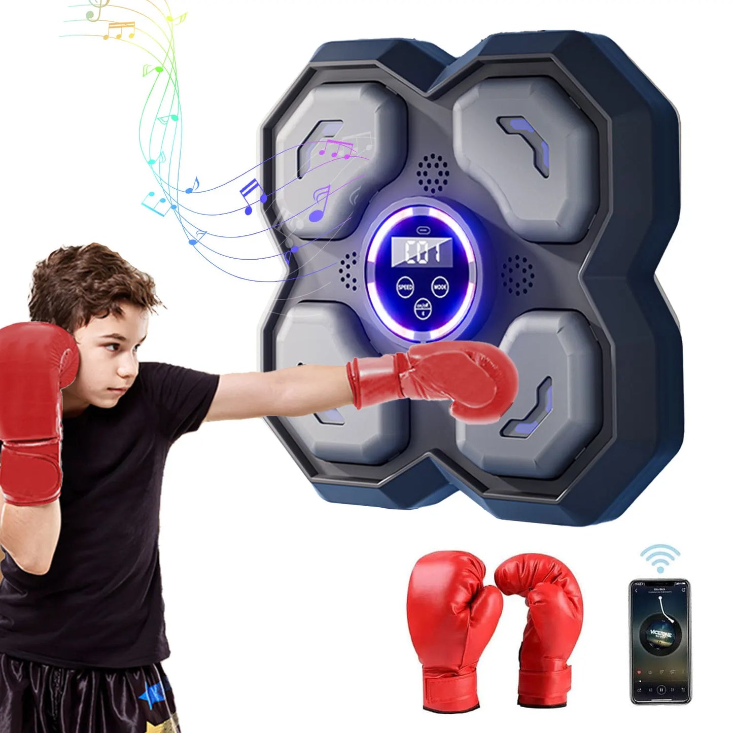 Bluetooth Music Boxing Machine Muay Thai Training Sandbag Sports Fitness Reaction