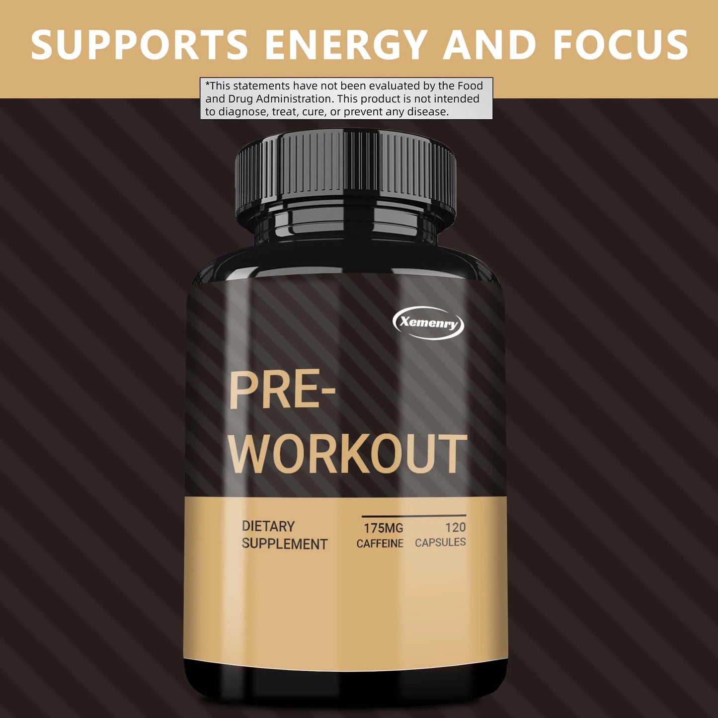 Pre-Workout Supplement - Build Muscle, Improve Athletic Performance - 120 Capsules