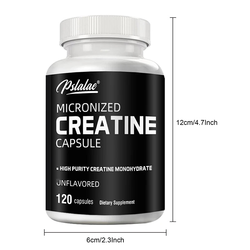 Micronized Creatine - Builds Muscle Mass and Improves Athletic Performance - 120 Capsules