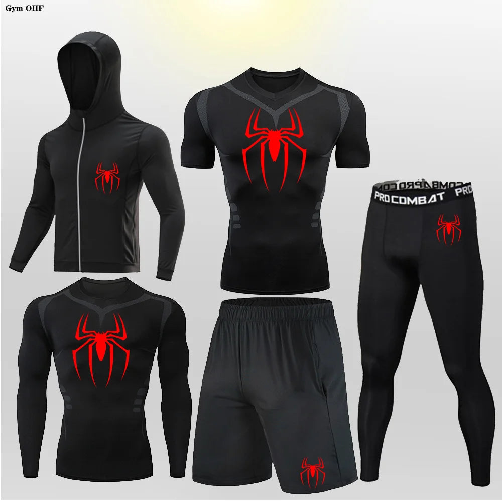 Men's Compression Sportswear Tights T-Shirt Spider