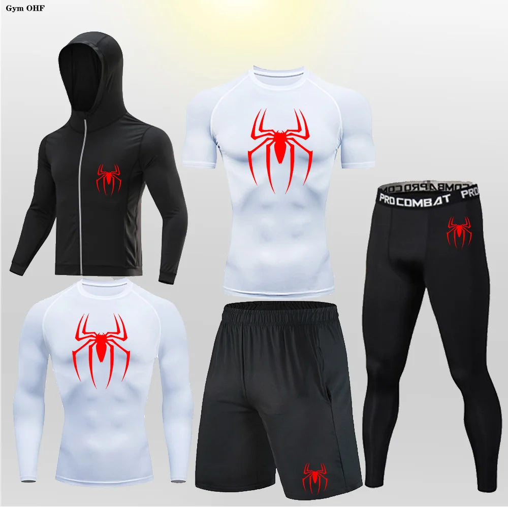 Men's Compression Sportswear Tights T-Shirt Spider