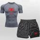 Anime Compression Shirt Men 2 in 1 Shorts Gym