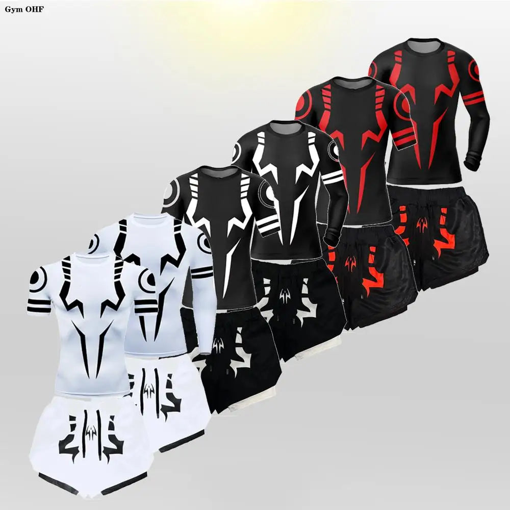 Jujutsu Kaisen Anime Compression T Shirt Suits Men's 2 In 1