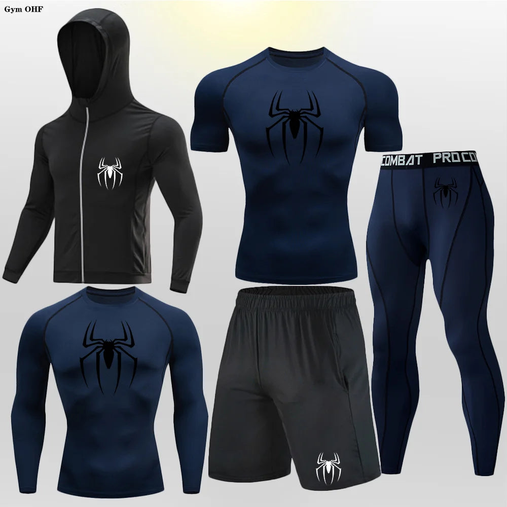 Men's Compression Sportswear Tights T-Shirt Spider