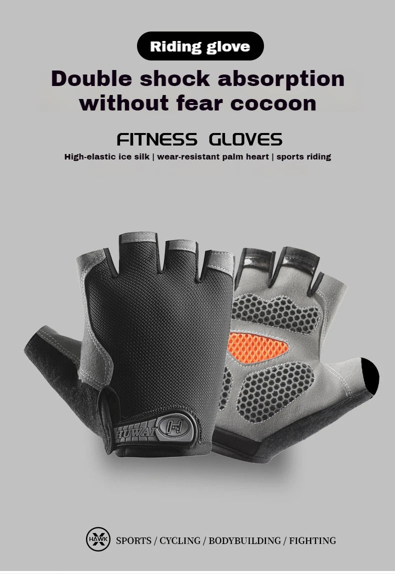 Breathable Anti-Slip Half Finger  Gym Gloves for Men and Women