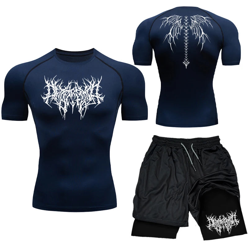 New Compression Set Y2K Print Sportwear for Men