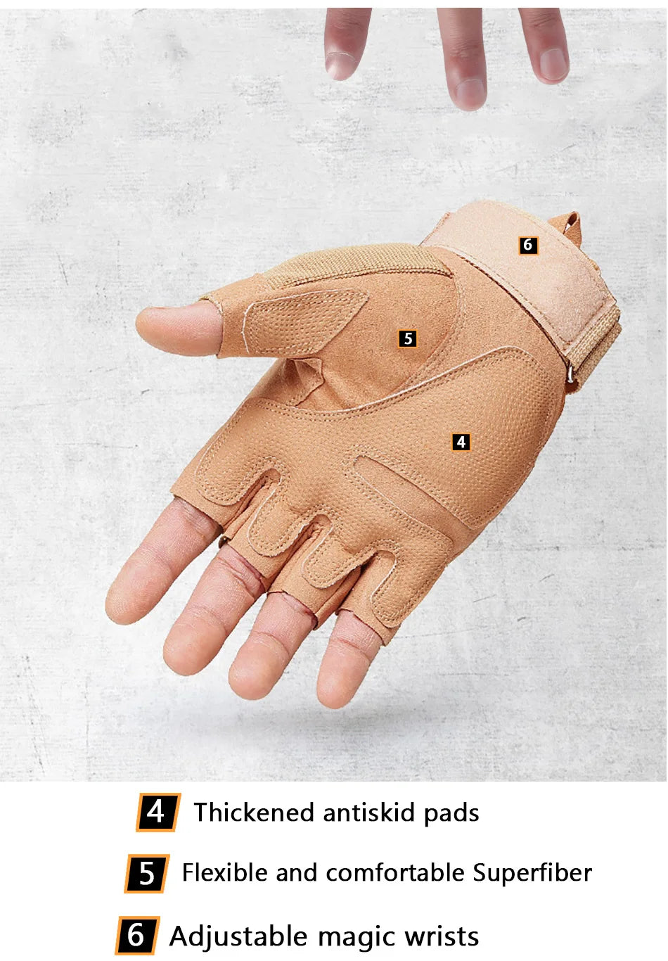 Breathable tactical sport gloves with padded palm