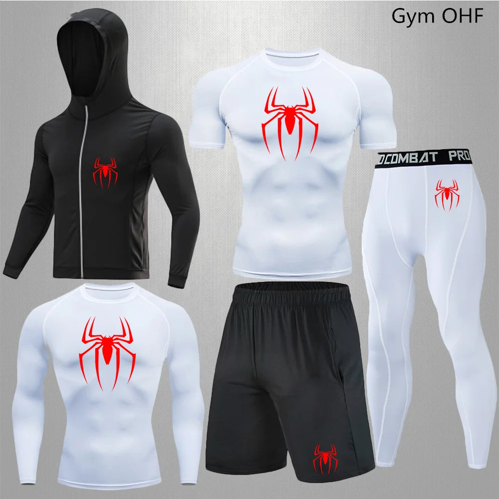 Men's Compression Sportswear Tights T-Shirt Spider