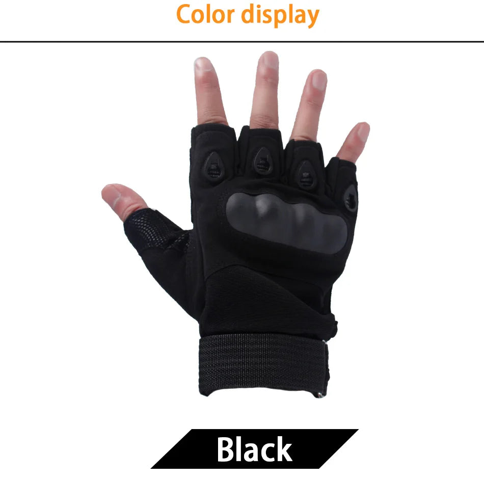 Black Tactical half-finger gym gloves – outdoor training hand protection