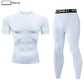 2pcs Men Compression Sportswear Suit Elastic Training Sports Yoga Sets Workout Jogging Fitness Clothing Tracksuit Pants Sporting