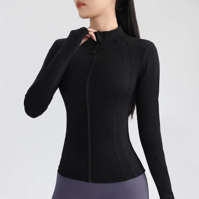 Gym Women's Full Zip Yoga Top With Thumbholes