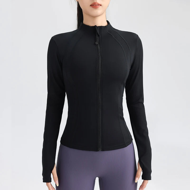 Gym Women's Full Zip Yoga Top With Thumbholes