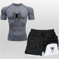 Anime Compression Shirt Men 2 in 1 Shorts Gym