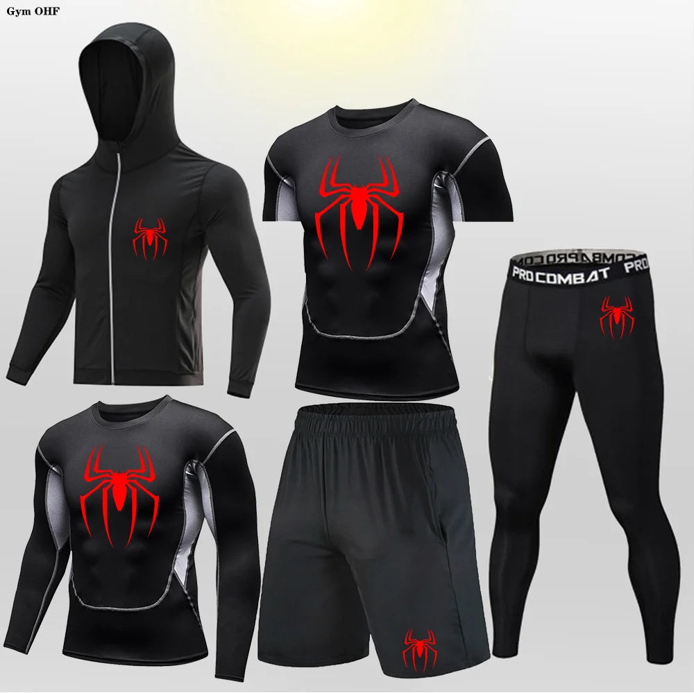 Men's Compression Sportswear Tights T-Shirt Spider