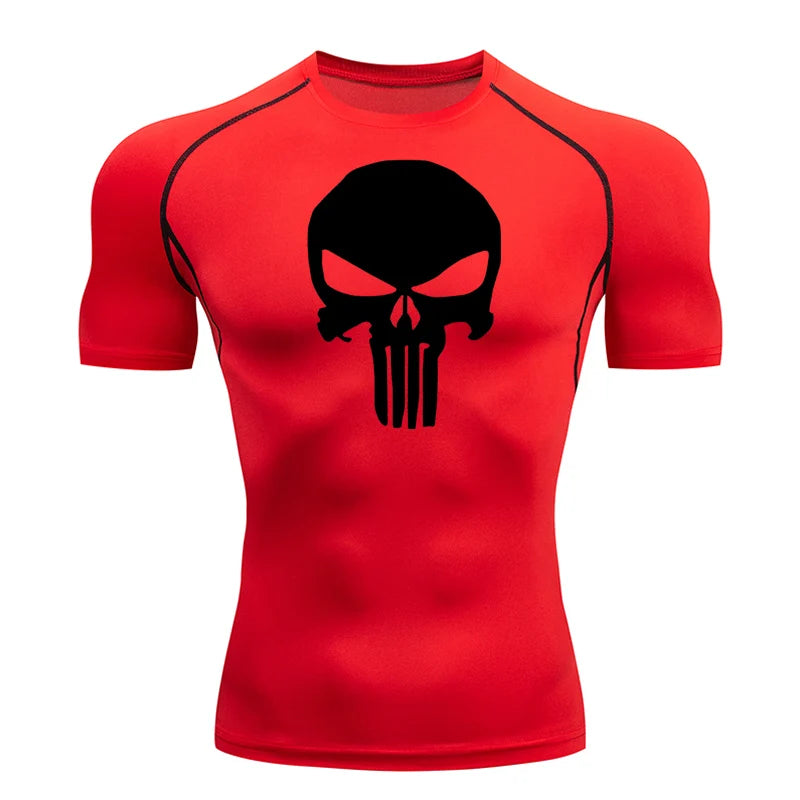 T-shirt Men's Running Long Compression Shirt skull Gym bodybuilding