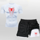 Anime Compression Shirt Men 2 in 1 Shorts Gym