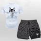 Anime Compression Shirt Men 2 in 1 Shorts Gym