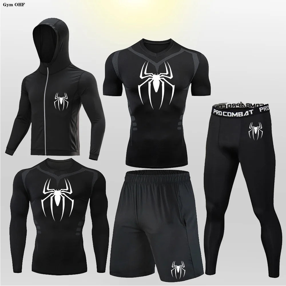 Men's Compression Sportswear Tights T-Shirt Spider