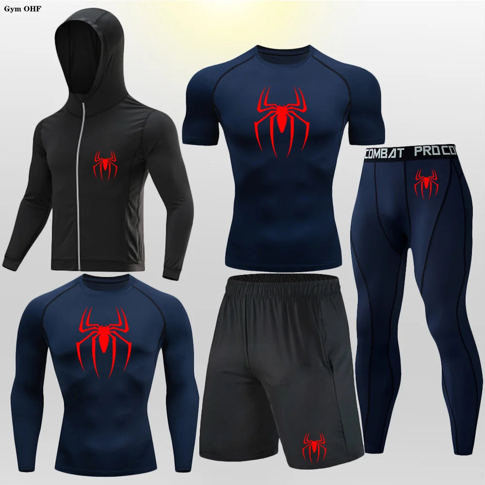 Men's Compression Sportswear Tights T-Shirt Spider