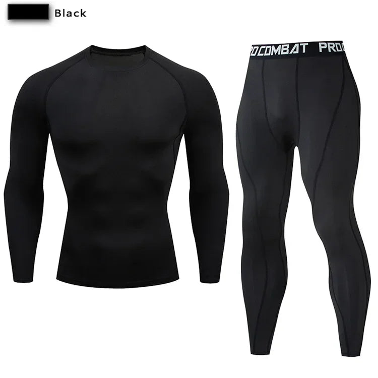 2pcs Men Compression Sportswear Suit Elastic Training Sports Yoga Sets Workout Jogging Fitness Clothing Tracksuit Pants Sporting