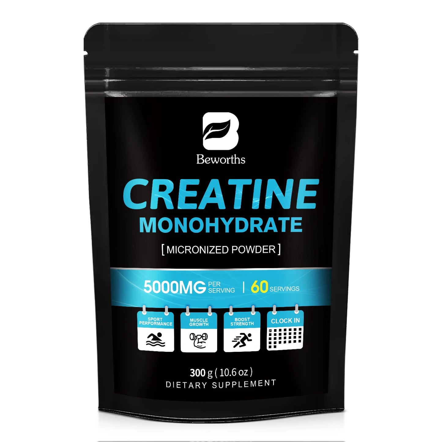 BEWORTHS 300g Creatine Monohydrate, Build Muscles Muscle Endurance, Non-GMO, Gluten-Free