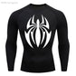 T-shirt Men's Running Long Compression Shirt skull Gym bodybuilding