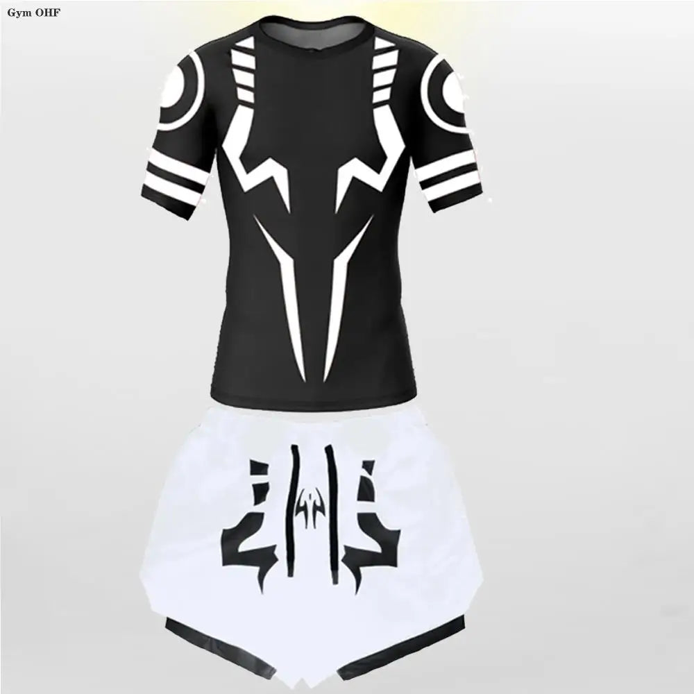 Jujutsu Kaisen Anime Compression T Shirt Suits Men's 2 In 1