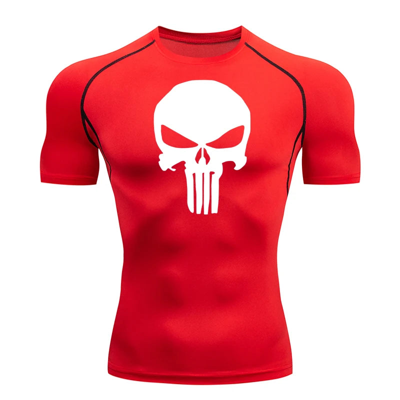 T-shirt Men's Running Long Compression Shirt skull Gym bodybuilding