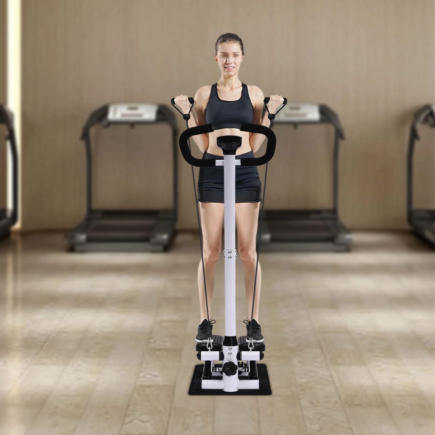 Fitness Twist Stepper  With Handlebars & Resistance Band 150KG, Adjustable Height