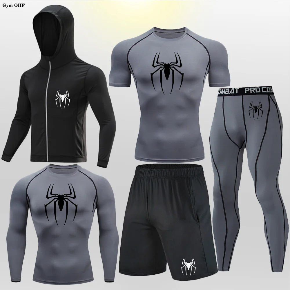 Men's Compression Sportswear Tights T-Shirt Spider