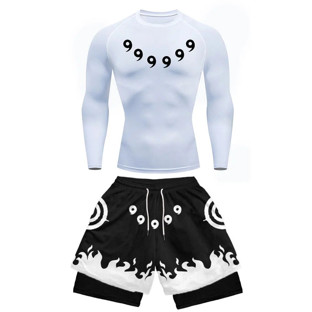 Men's Workout Compression Set Anime Printed Gym