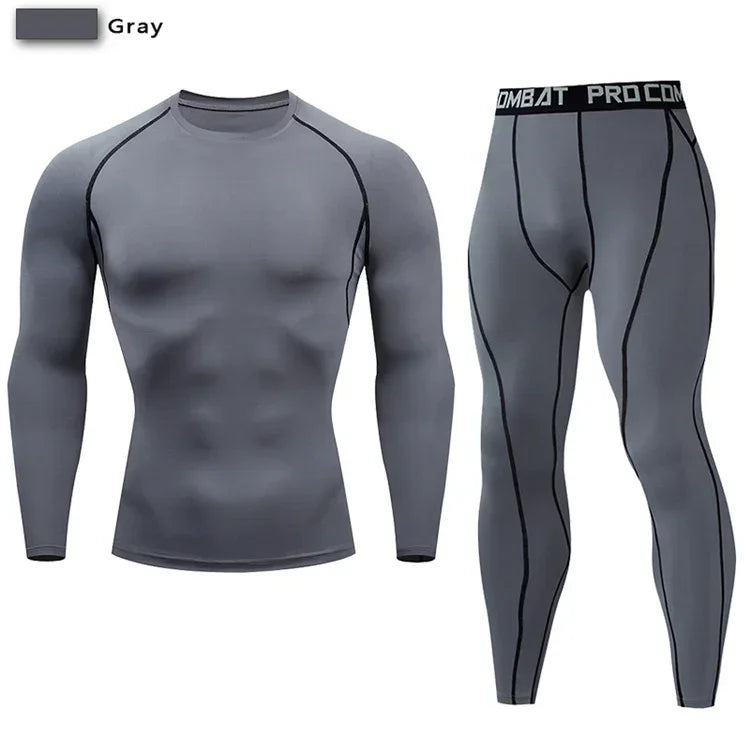 2pcs Men Compression Sportswear Suit Elastic Training Sports Yoga Sets Workout Jogging Fitness Clothing Tracksuit Pants Sporting