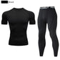 2pcs Men Compression Sportswear Suit Elastic Training Sports Yoga Sets Workout Jogging Fitness Clothing Tracksuit Pants Sporting