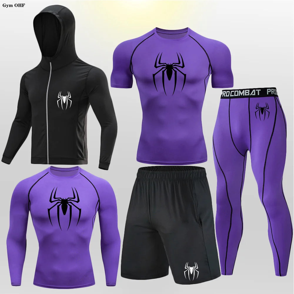 Men's Compression Sportswear Tights T-Shirt Spider