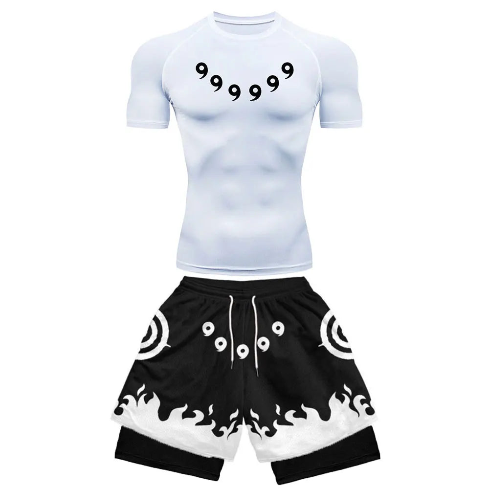 Men's Workout Compression Set Anime Printed Gym