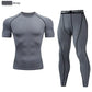 2pcs Men Compression Sportswear Suit Elastic Training Sports Yoga Sets Workout Jogging Fitness Clothing Tracksuit Pants Sporting