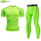 2pcs Men Compression Sportswear Suit Elastic Training Sports Yoga Sets Workout Jogging Fitness Clothing Tracksuit Pants Sporting