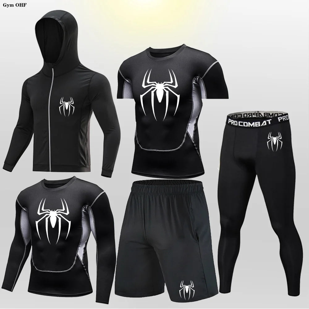 Men's Compression Sportswear Tights T-Shirt Spider