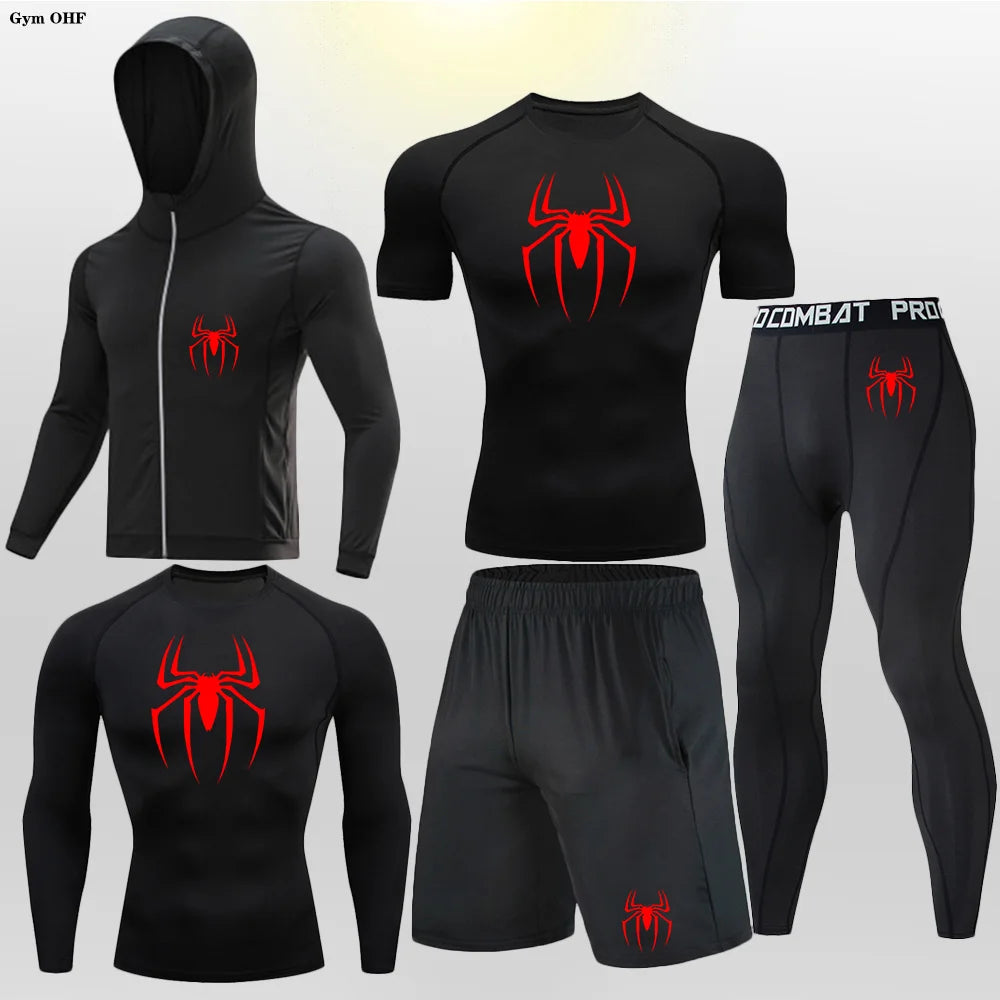 Men's Compression Sportswear Tights T-Shirt Spider