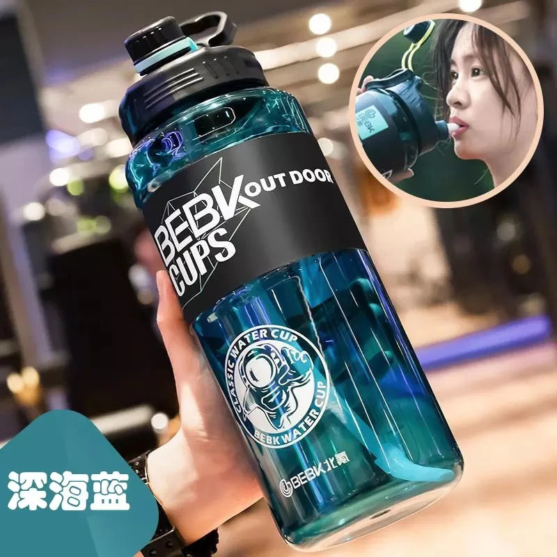 2 Liters Motivational Water Bottle With Straw Drink Bottle