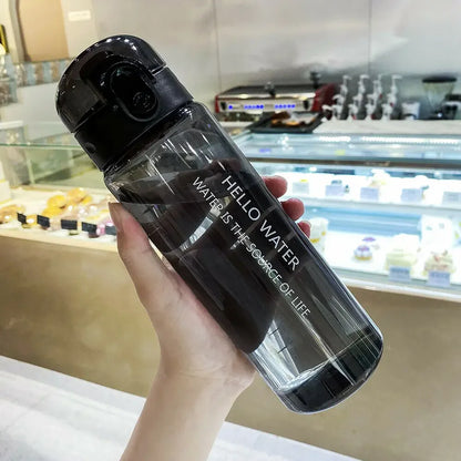 Black Gym water bottle 780ml with wide mouth and secure lid