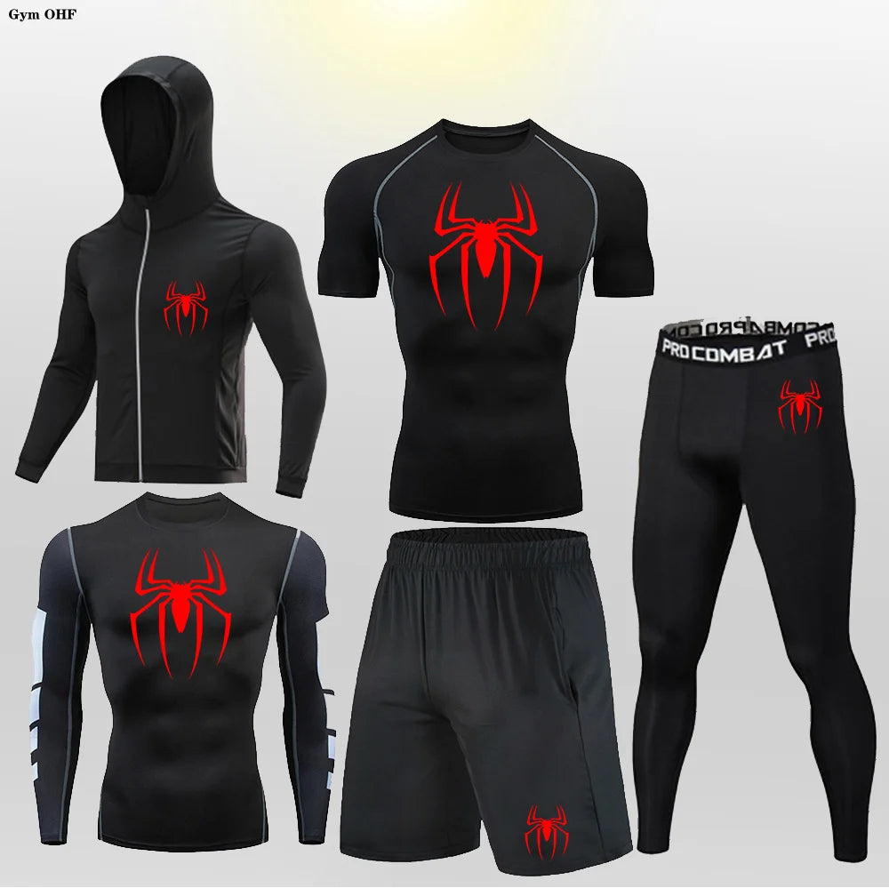 Men's Compression Sportswear Tights T-Shirt Spider