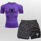 Anime Compression Shirt Men 2 in 1 Shorts Gym