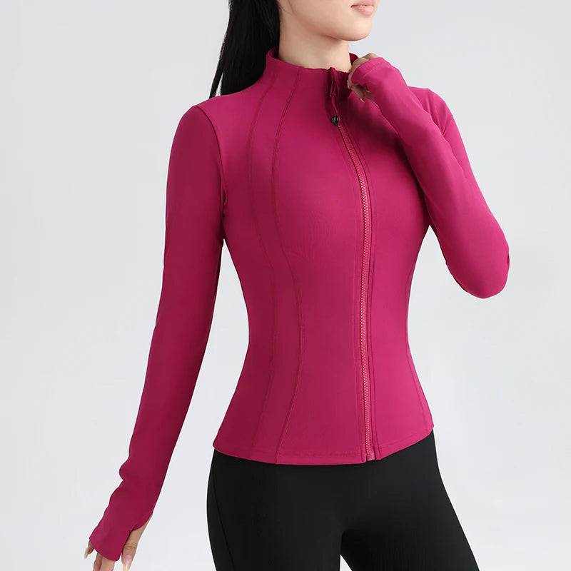 Gym Women's Full Zip Yoga Top With Thumbholes