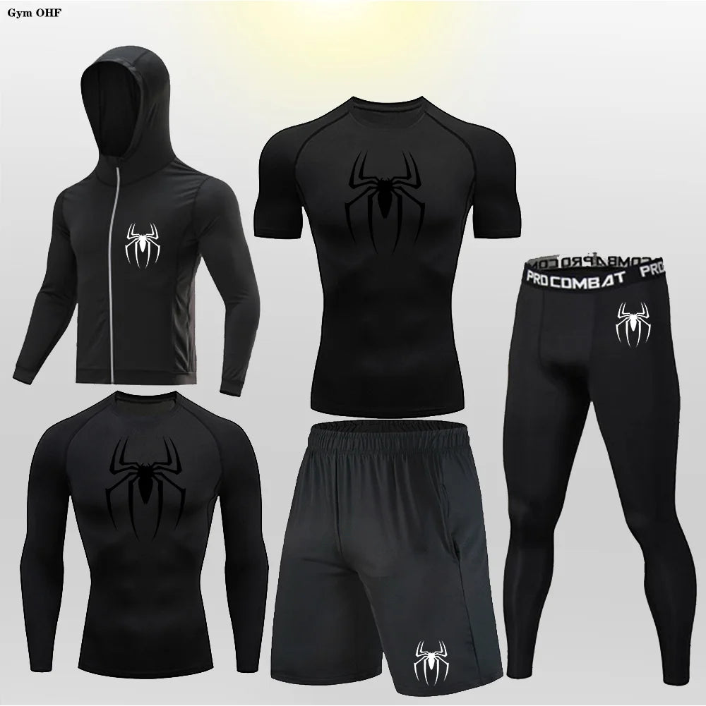 Men's Compression Sportswear Tights T-Shirt Spider